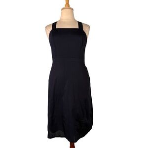 Banana Republic Factory Navy Midi Dress Women’s 14 NWOT 100% Organic Cotton Chic